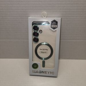 Magnetic High Quality Phone Case Android Galaxy S25 Plus Green And Clear C1